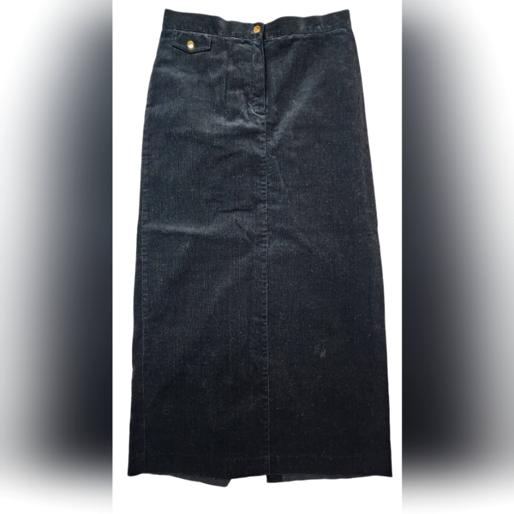 Lauren Ralph Lauren Black Corduroy Maxi Skirt